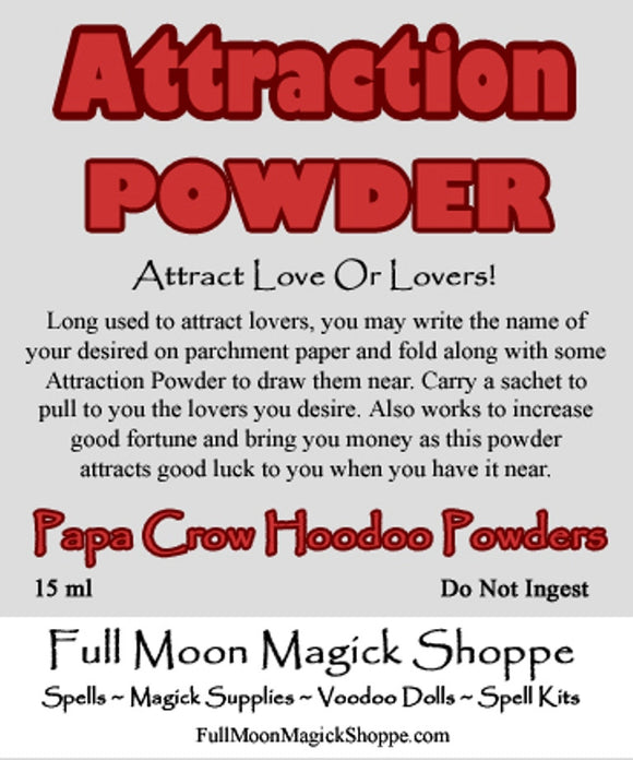 Attraction Powder will draw your desired love or lover like a moth to a flame.