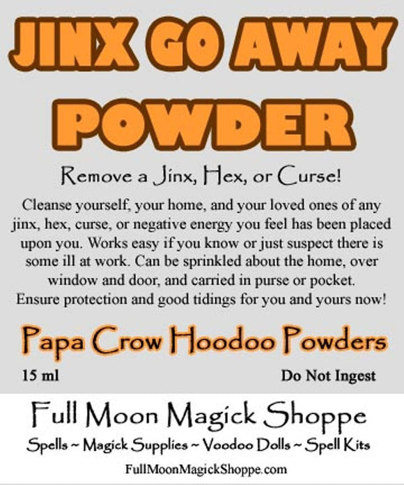 Jinx Go Away Powder removes jinx energy, stops a curse, halts negative powers in your life.