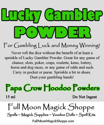 Lucky Gamble Hoodoo Powder adds luck and money winning to all games of chance.