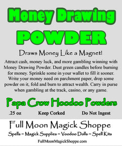 Money Drawing Hoodoo Powder attracts cash, makes gambling winning energy, and causes windfalls.